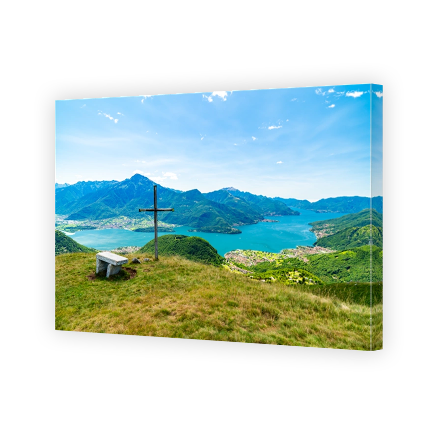 Panorama of Lake Como, photographed at Alpe Motta.