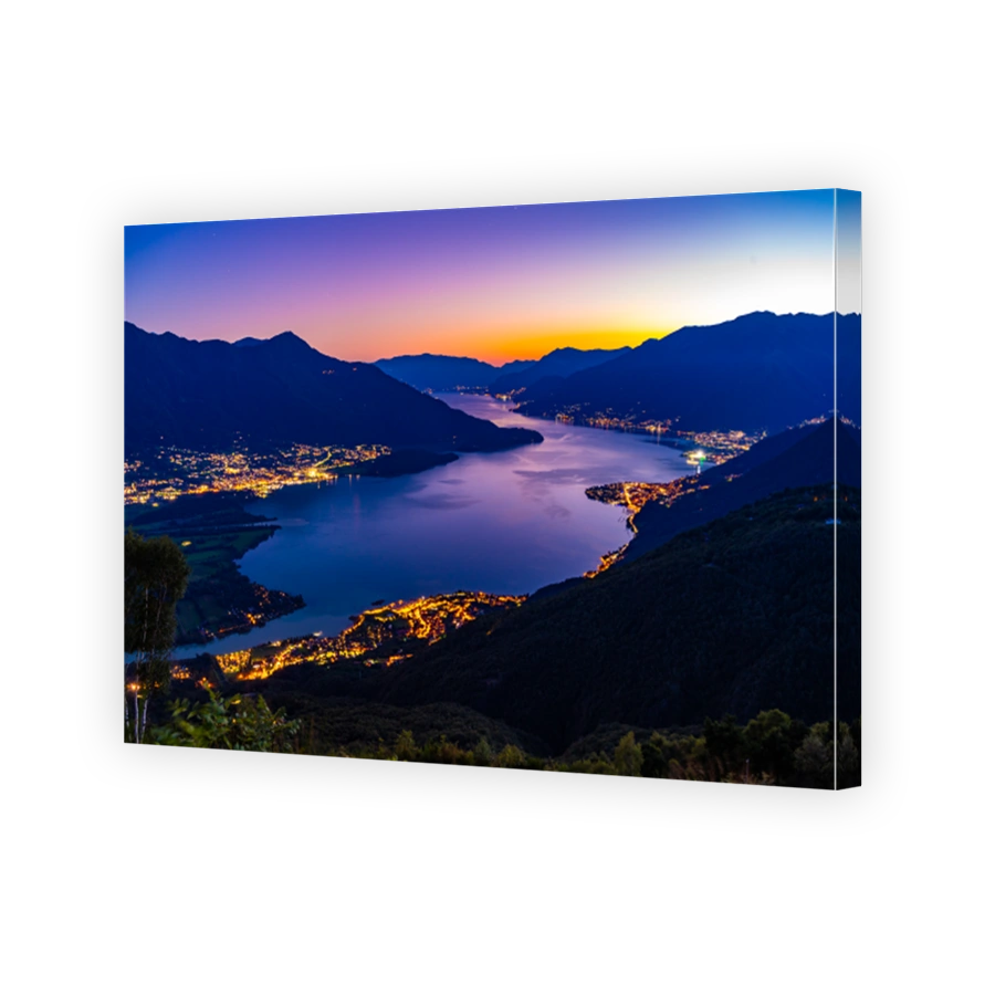 Evening panorama of Lake Como from Gera Lario.