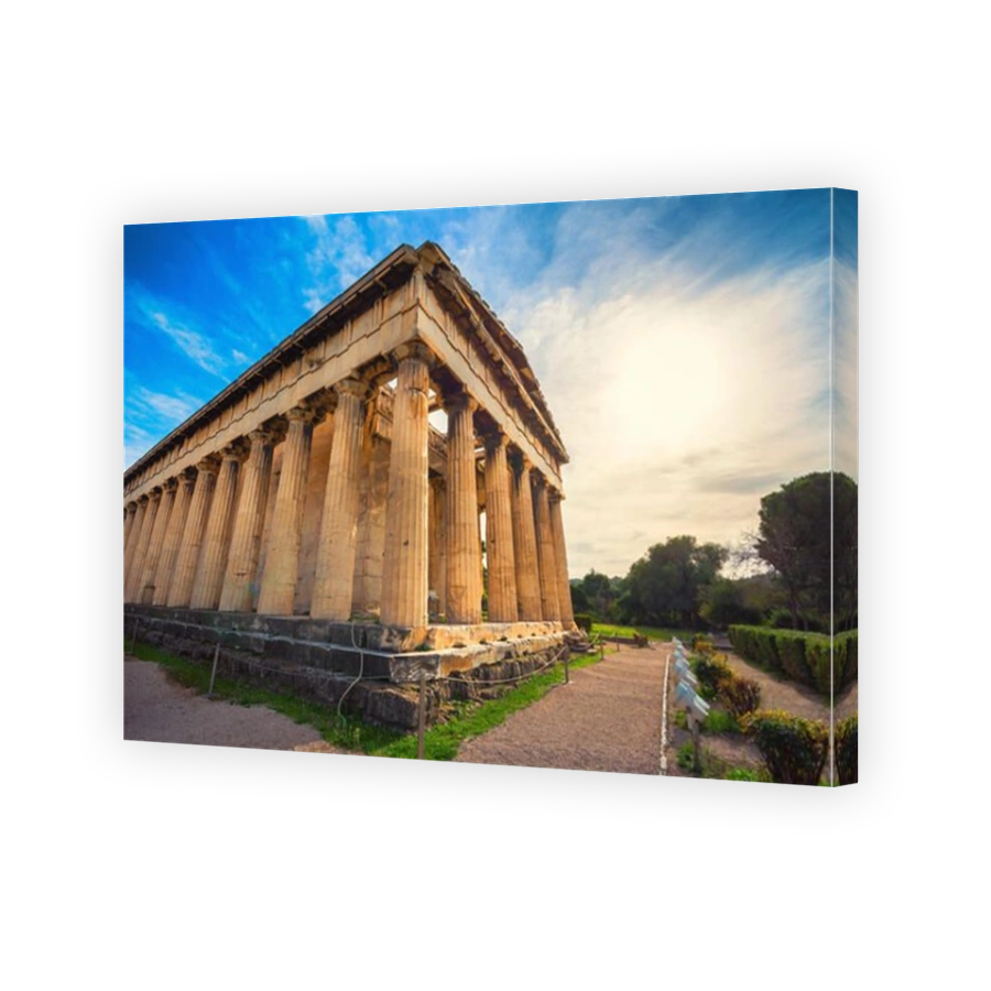 The Temple of Hephaestus in ancient market (agora) under the rock of Acropolis, Athens, Greece.