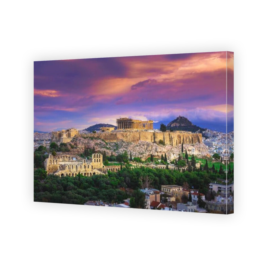 Acropolis with Parthenon, the theater of Herodion Atticus and cityscape, Athens, Greece.