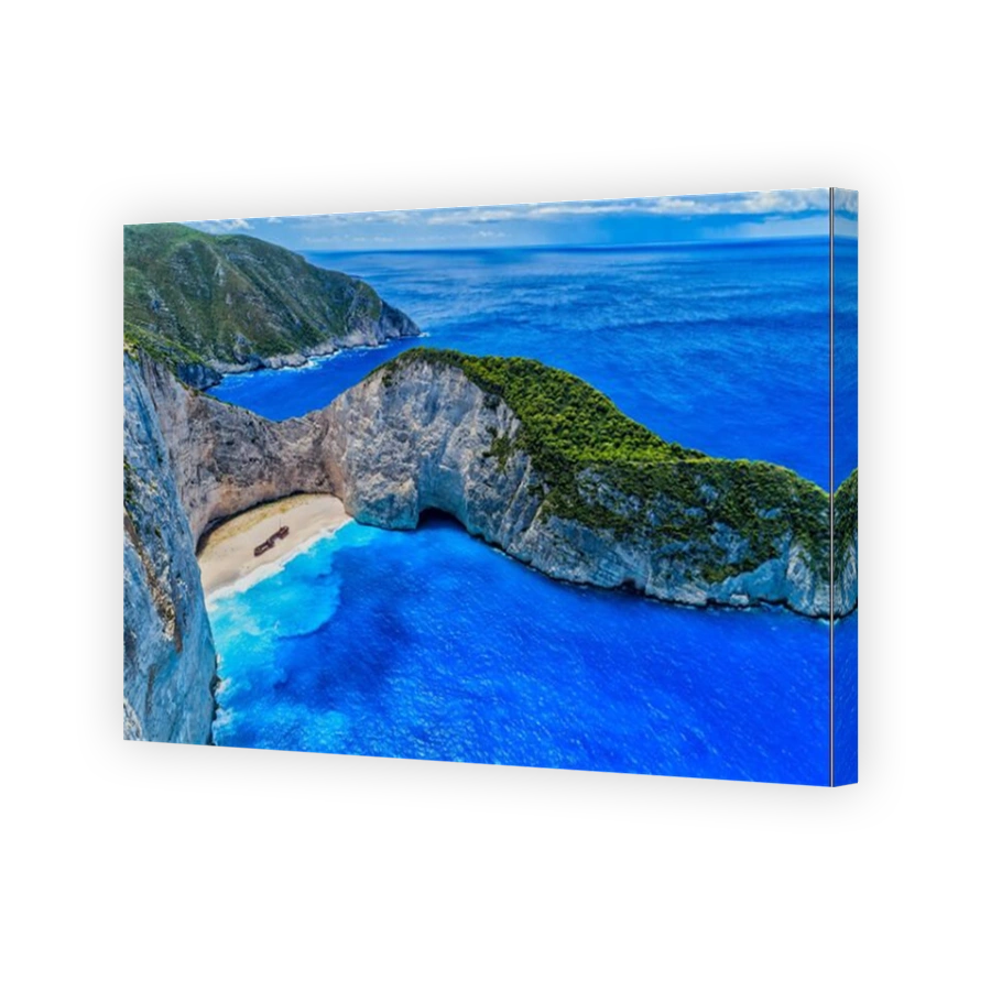 Aerial view of Navagio (Shipwreck) Beach in Zakynthos island, Greece. Navagio Beach is a popular attraction among tourists visiting the island of Zaky