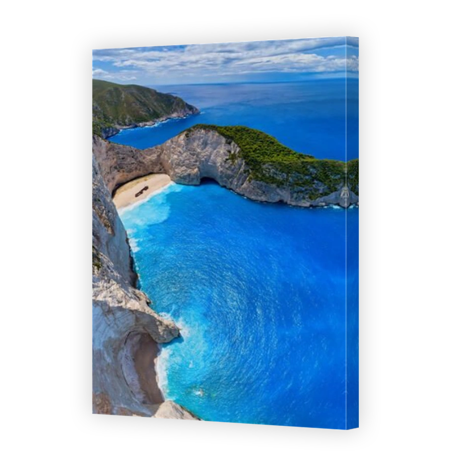 Aerial view of Navagio (Shipwreck) Beach in Zakynthos island, Greece. Navagio Beach is a popular attraction among tourists visiting the island of Zaky