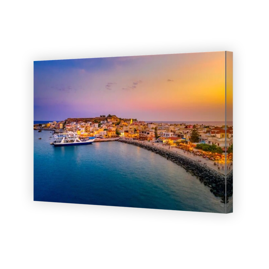 High night view of traditional village of Paleochora, Crete, Greece.