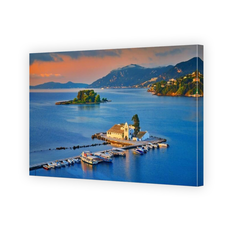 Vlacherna Monastery, Mouse Island near Kerkyra, Corfu, Ionian Islands, Greece