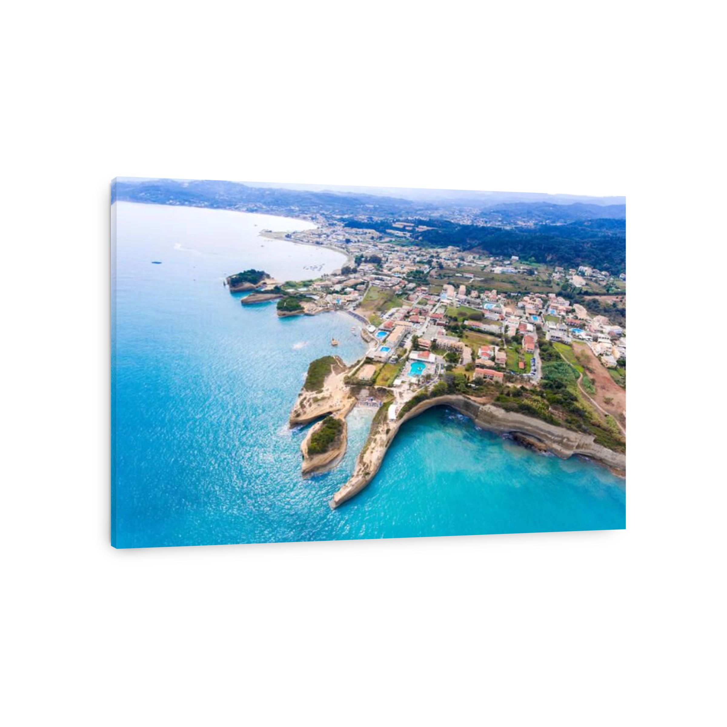 Sidari, Corfu, Greece. Famous for it's beaches and magnificent clifs. Aerial view from a drone.
