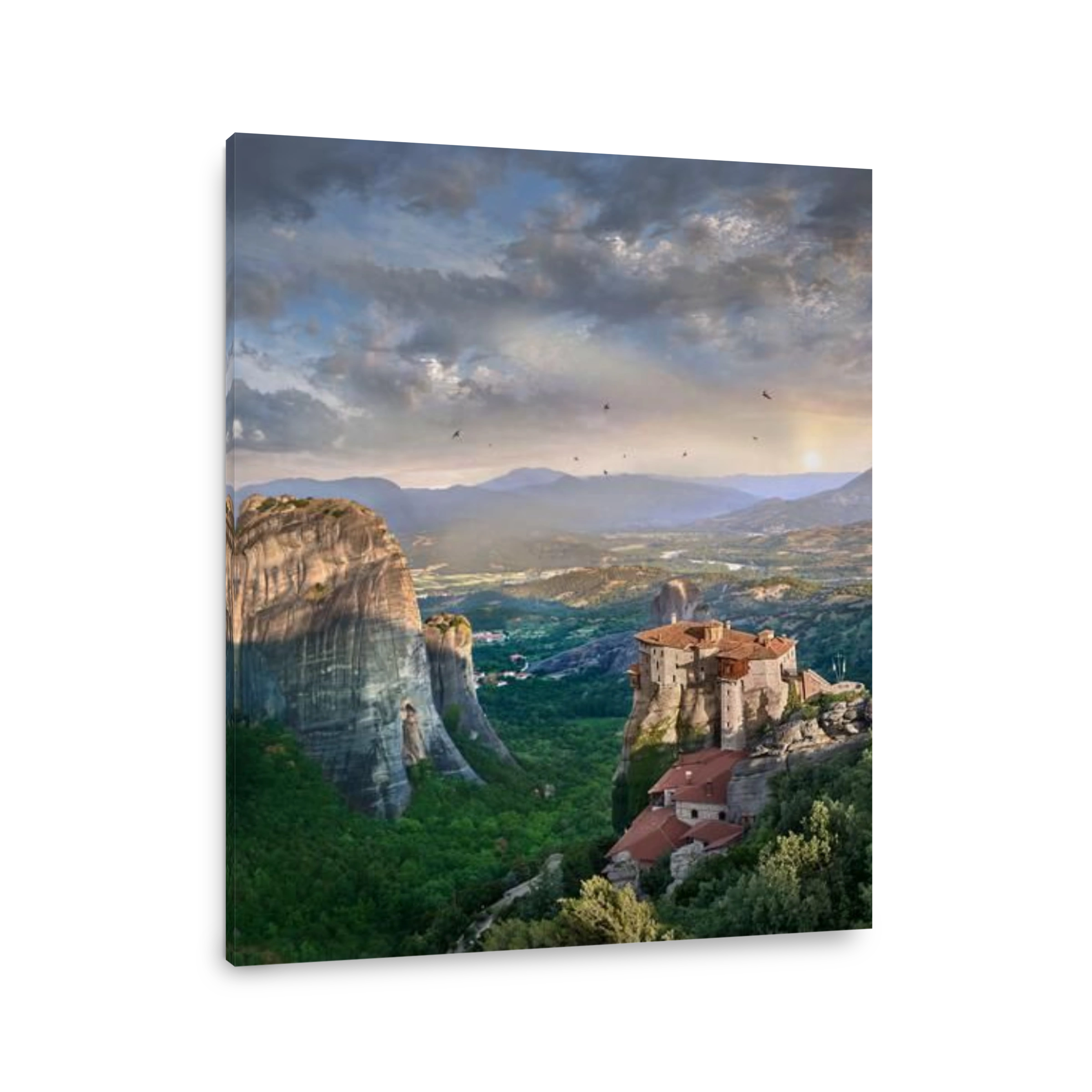 Medieval Meteora  Monastery of St. Rousanou (Μονή Ρουσάνου) on top of a rock pillar in the Meteora Mountains, Thessaly, Greece.