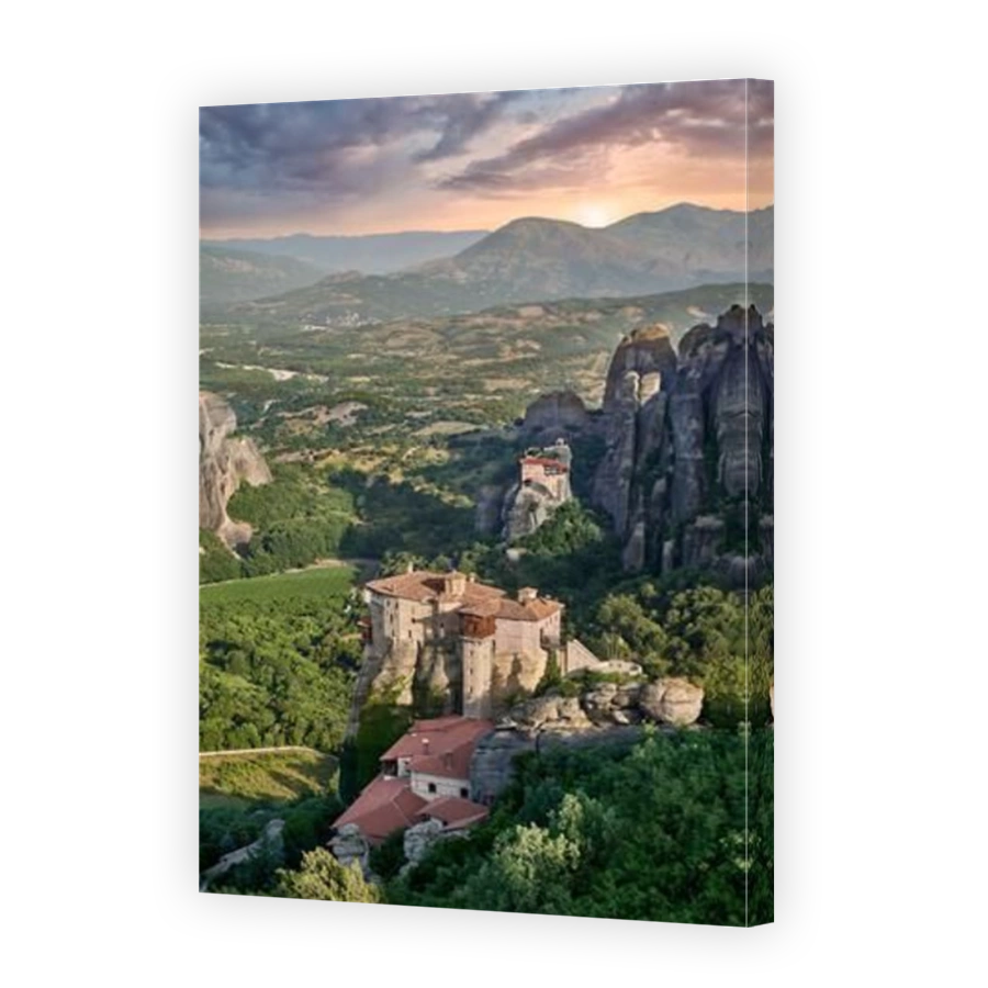 Medieval Meteora  Monastery of St. Rousanou (Μονή Ρουσάνου)on top of a rock pillar in the Meteora Mountains, Thessaly, Greece.