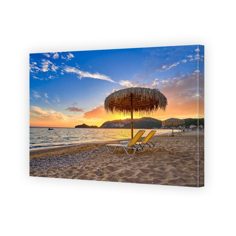Sunset at the beach, Corfu Island, Greece