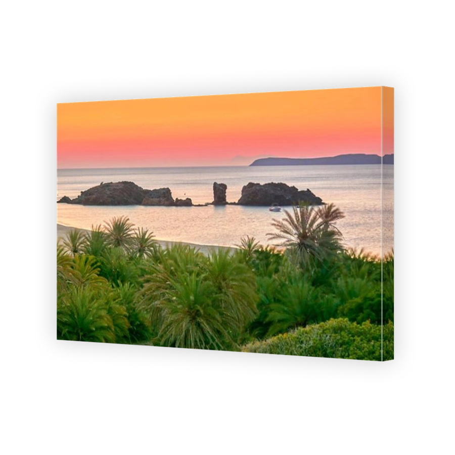 Dusk before sunrise at Vai Beach, Crete Island, Greece
