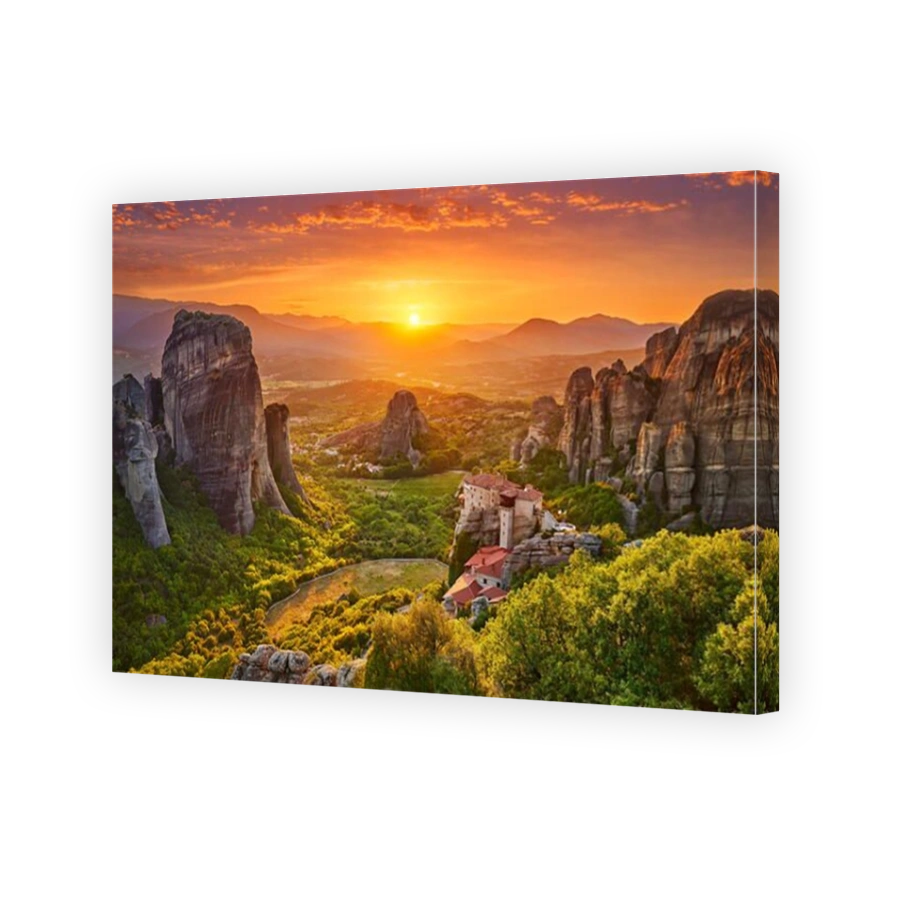 Roussanou Monastery at sunset, Meteora, Greece