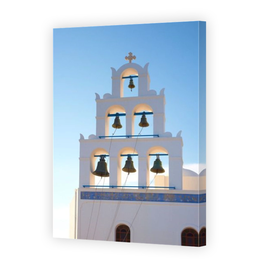 Bell Tower of greek church in Oia Town, Santorini Island, Cyclades Islands, Greece