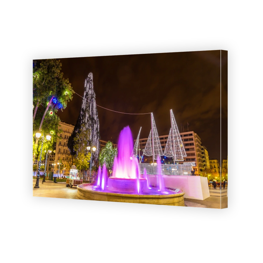 Fountain on Syntagma square in Athens on New Year's eve