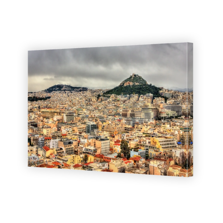 View of Mount Lycabettus from the Acropolis of Athens