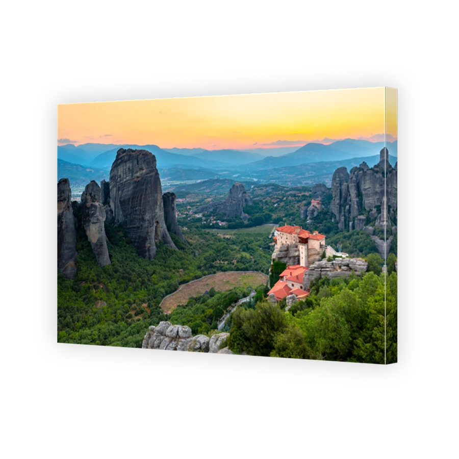 Sunset light over Meteora, Greece