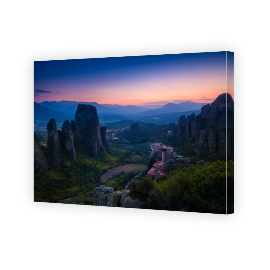 Sunset light over Meteora, Greece