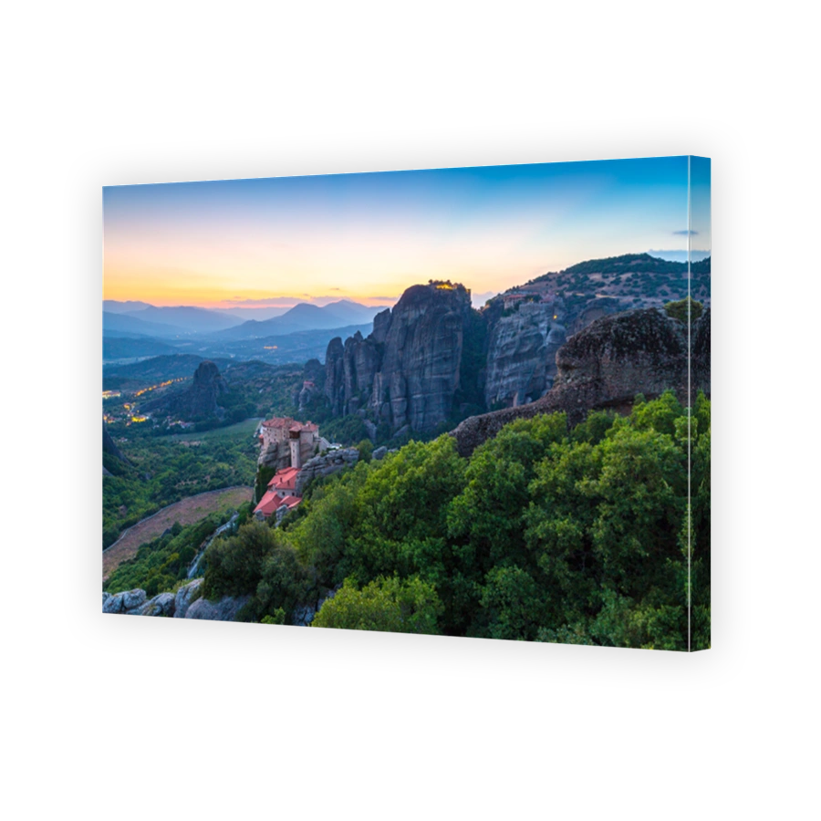 Sunset light over Meteora, Greece