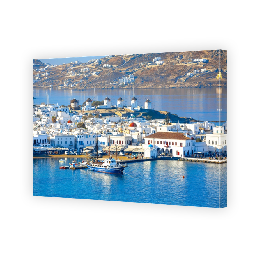 Panoramic view of Mykonos town, Cyclades islands, Greece
