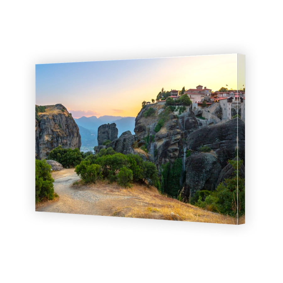 Sunset light over Meteora, Greece