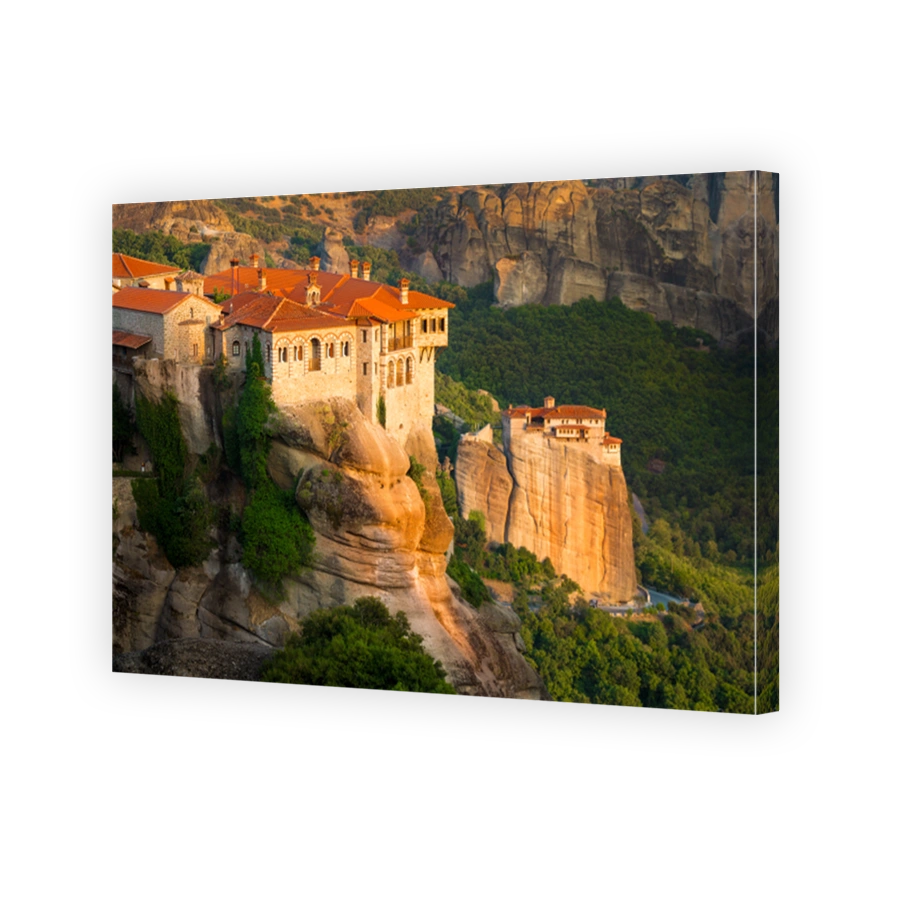 Panoramic view of Varlaam and Roussanou Monastery, Meteora, Greece