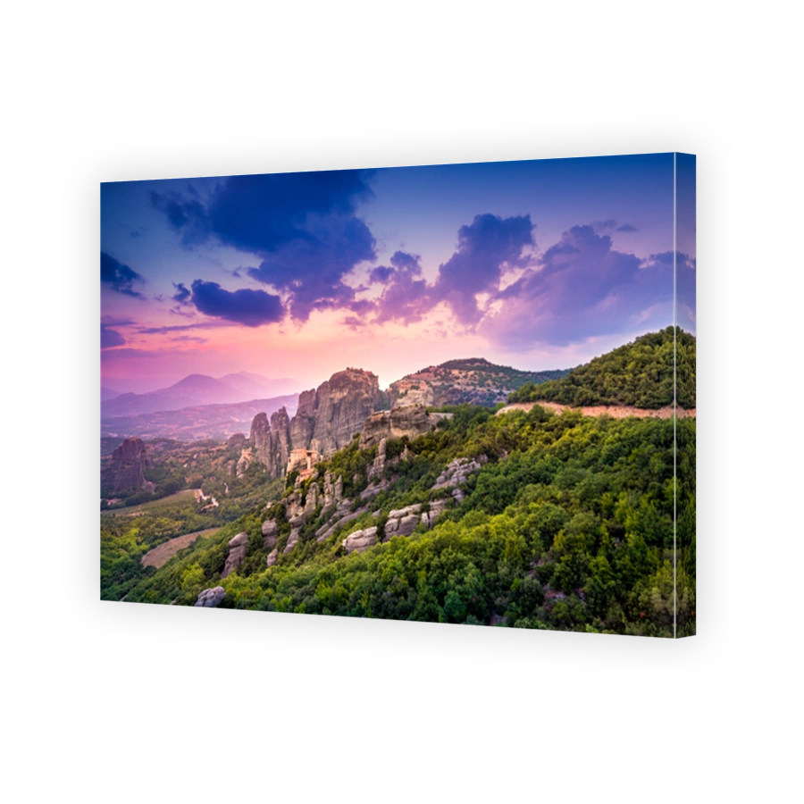 Sunset light over Meteora, Greece