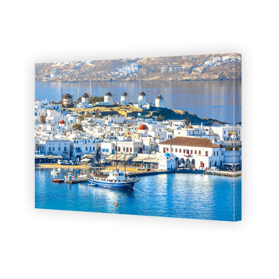 Panoramic view of Mykonos town, Cyclades islands, Greece
