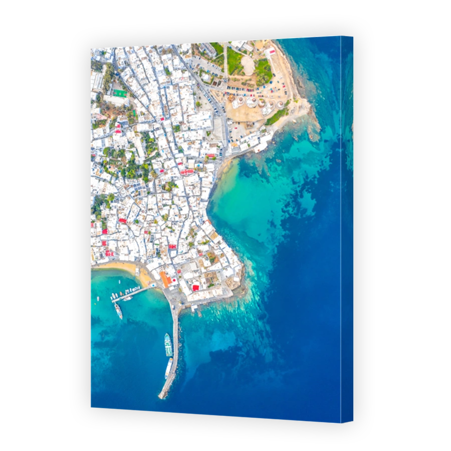 Panoramic view of Mykonos town, Cyclades islands, Greece