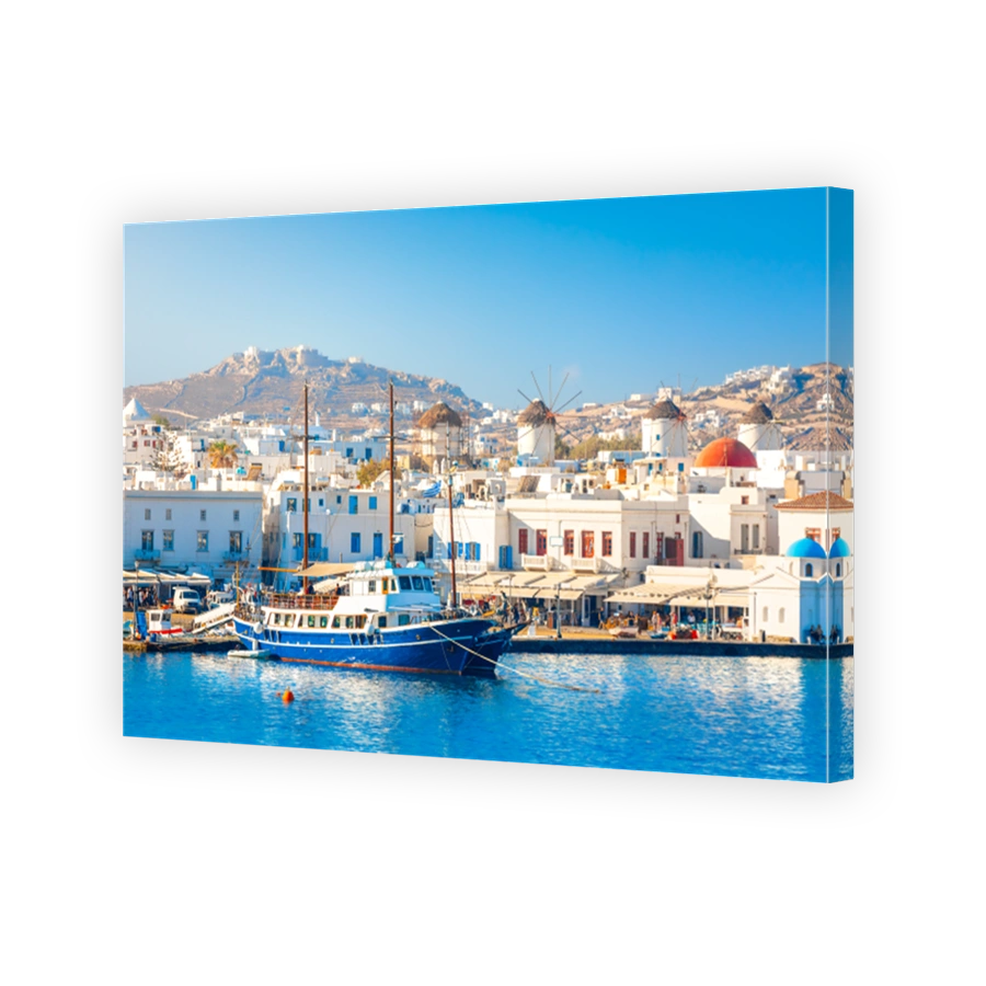 Panoramic view of Mykonos town, Cyclades islands, Greece