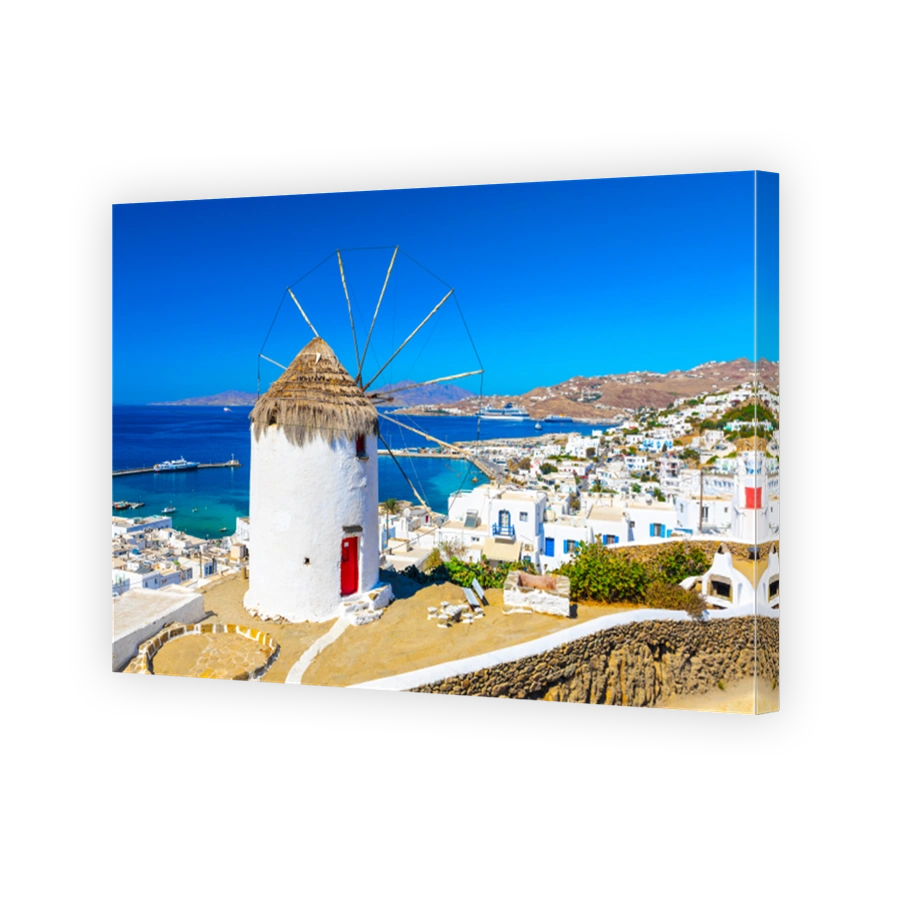 Panoramic view of Mykonos town, Cyclades islands, Greece