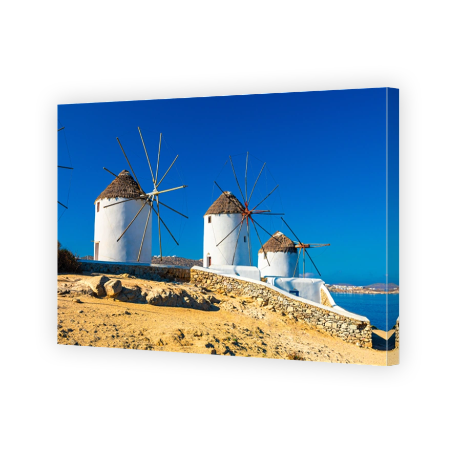 Famous Mykonos town windmills, Mykonos island, Cyclades, Greece