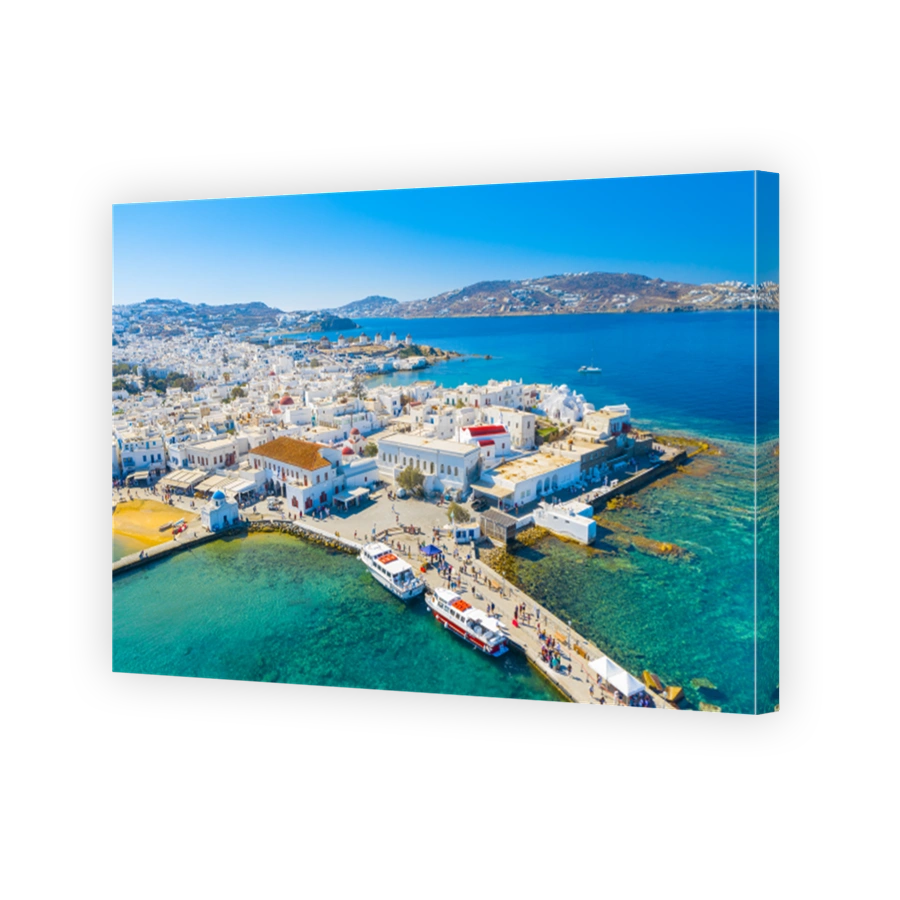 Panoramic view of Mykonos town, Cyclades islands, Greece