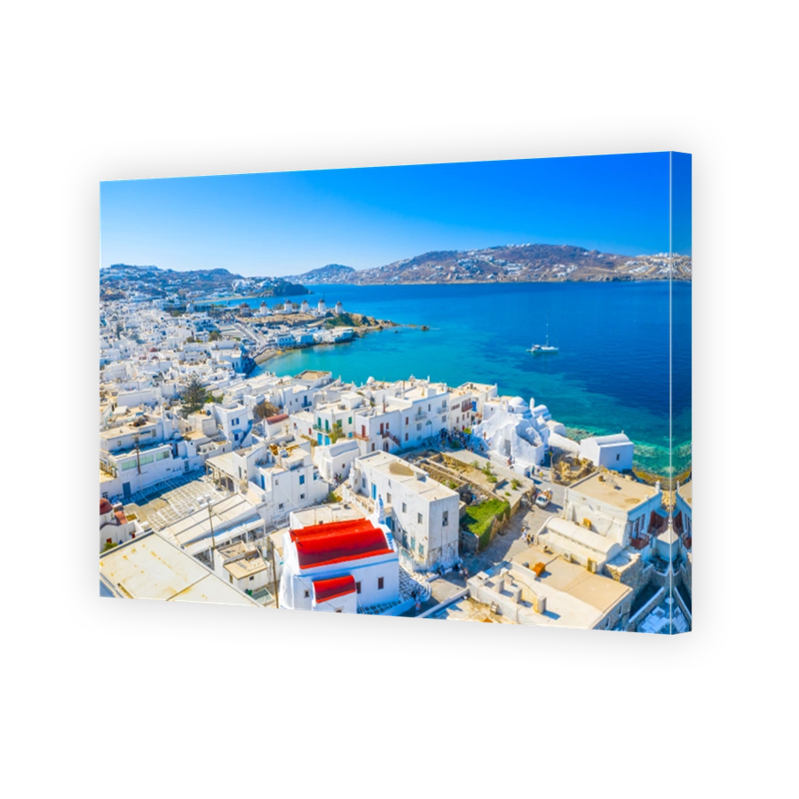 Panoramic view of Mykonos town, Cyclades islands, Greece