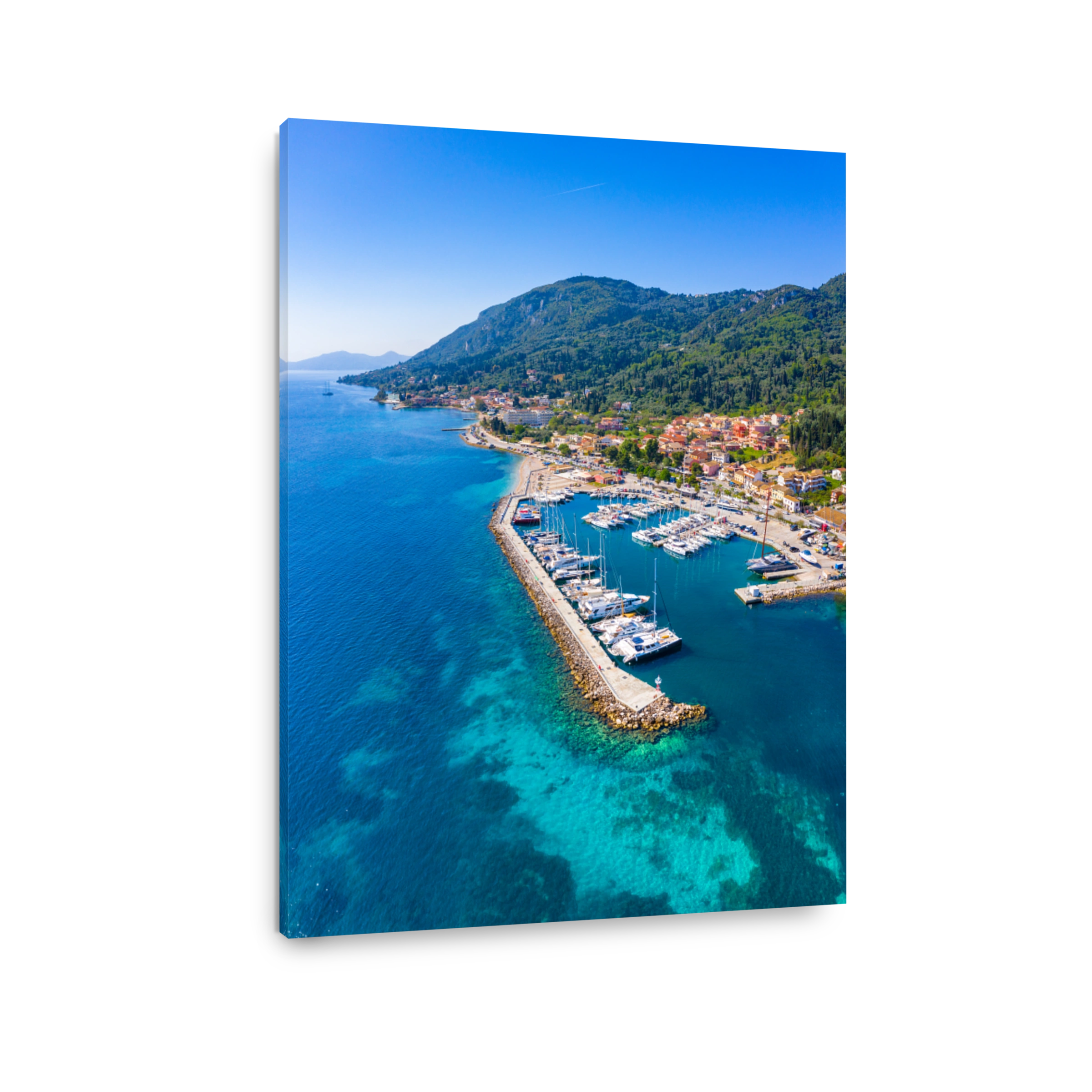 Famous village of Benitses in Corfu island, Greece