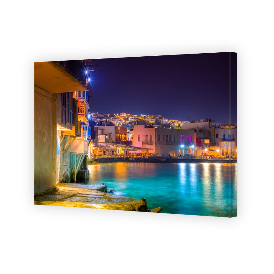 View of the famous pictorial Little Venice bay of Mykonos town in Mykonos island in Greece
