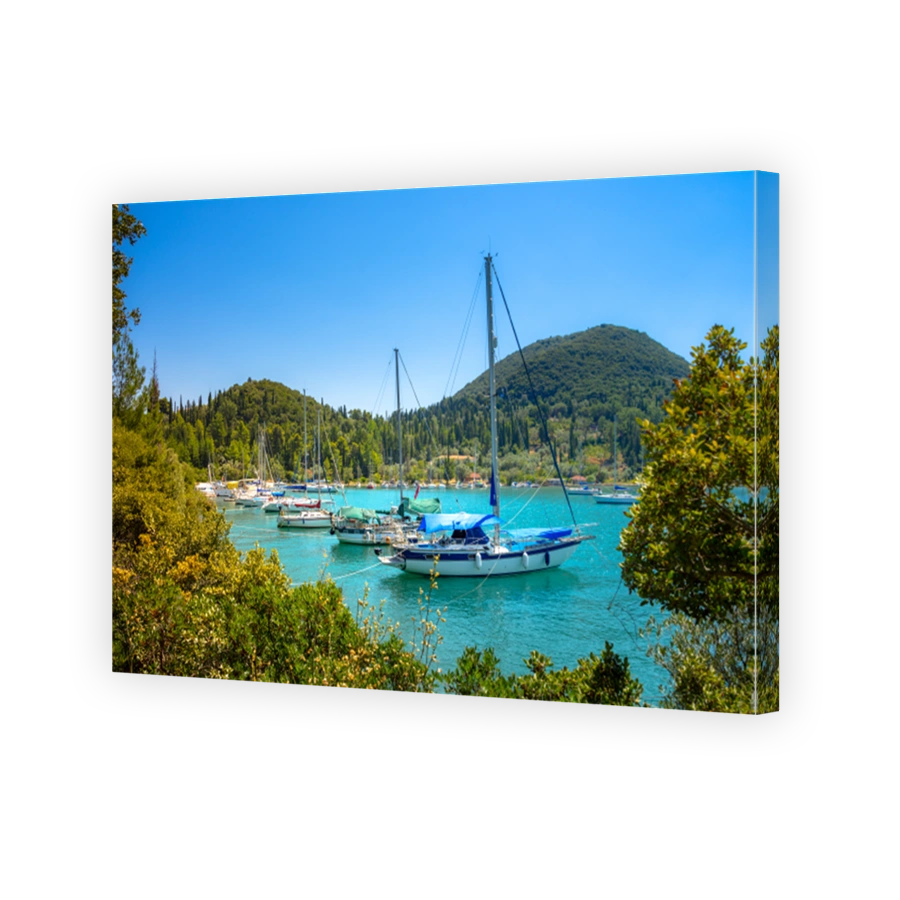 iconic port of Nidri or Nydri, Leflkada island, Ionian, Greece