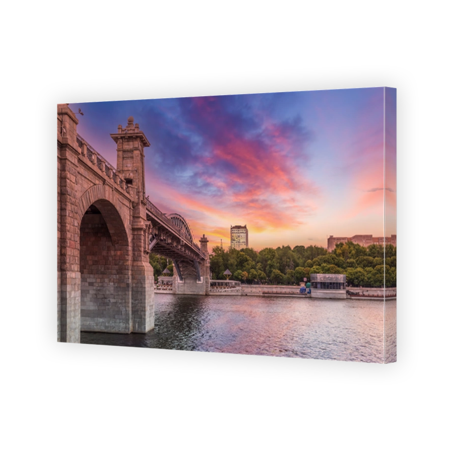 Pushkinsky bridge in Moskow at beautiful summer sunset
