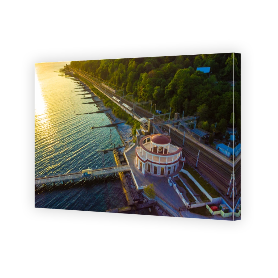 Drone view of Matsesta marine station, Sochi, Russia
