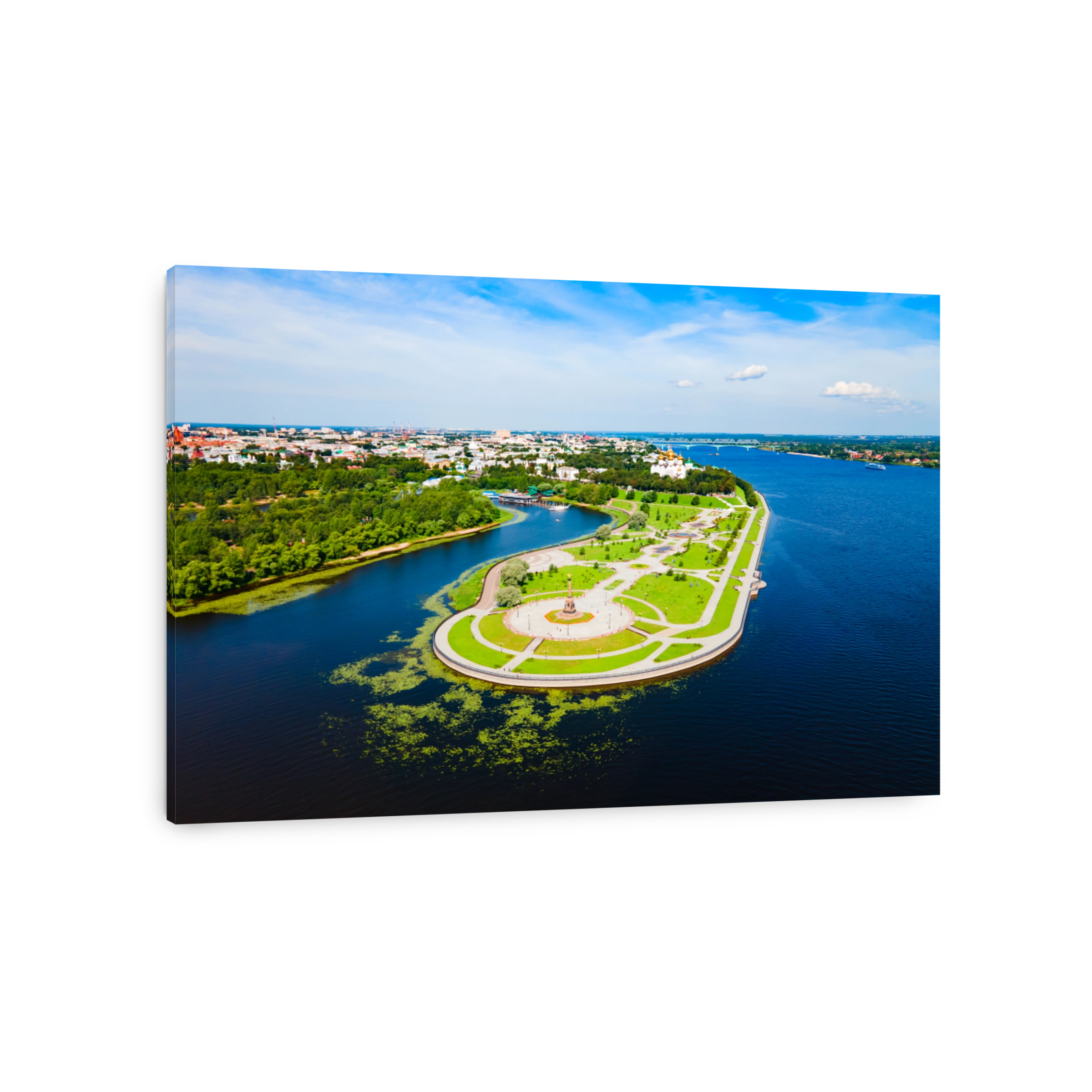 Yaroslavl city, Volga river aerial view