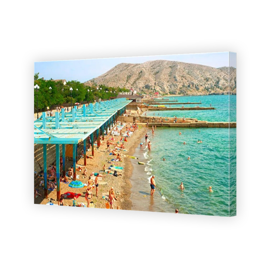 People at a sea beach in Sudak.