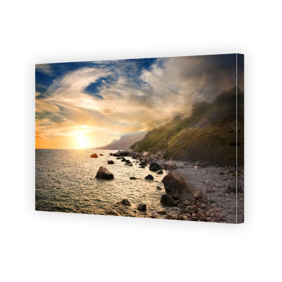 Scenic sunset at Black Sea in Crimea