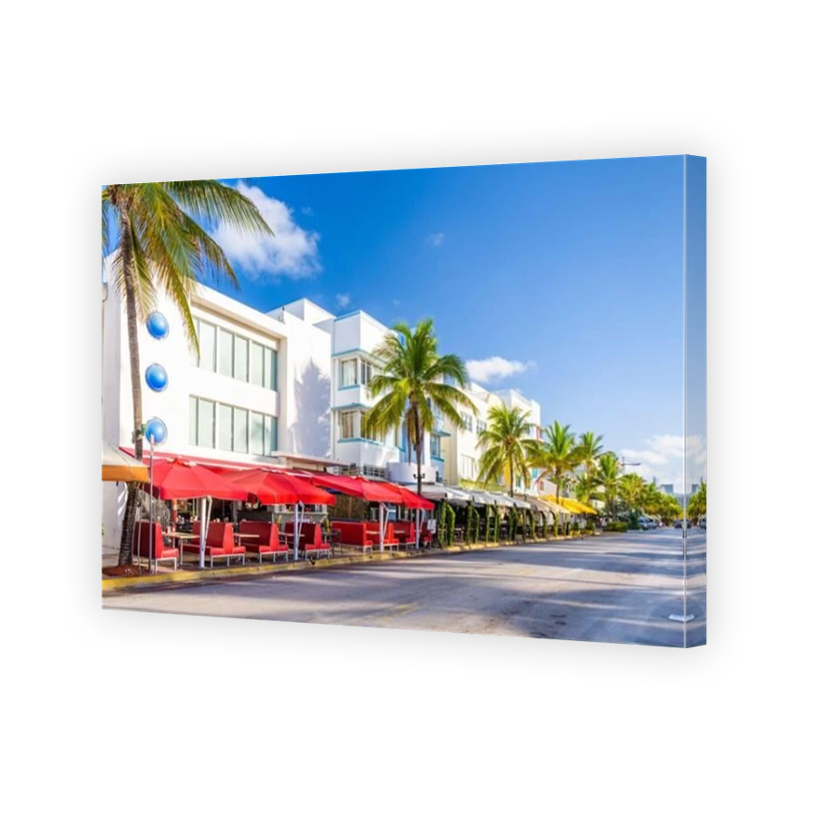 Miami Beach, Florida, USA cityscape on Ocean Drive in the morning.