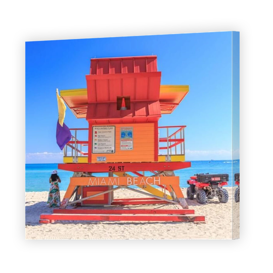 Colorful lifeguard hut at Miami Beach