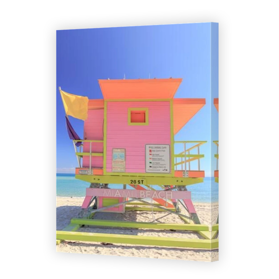 Colorful lifeguard hut at Miami Beach