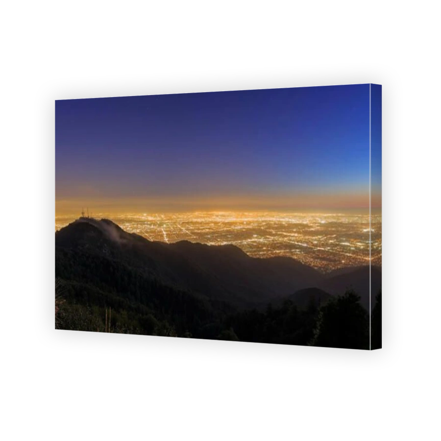 Great Los Angeles area night scape from top around twilight time
