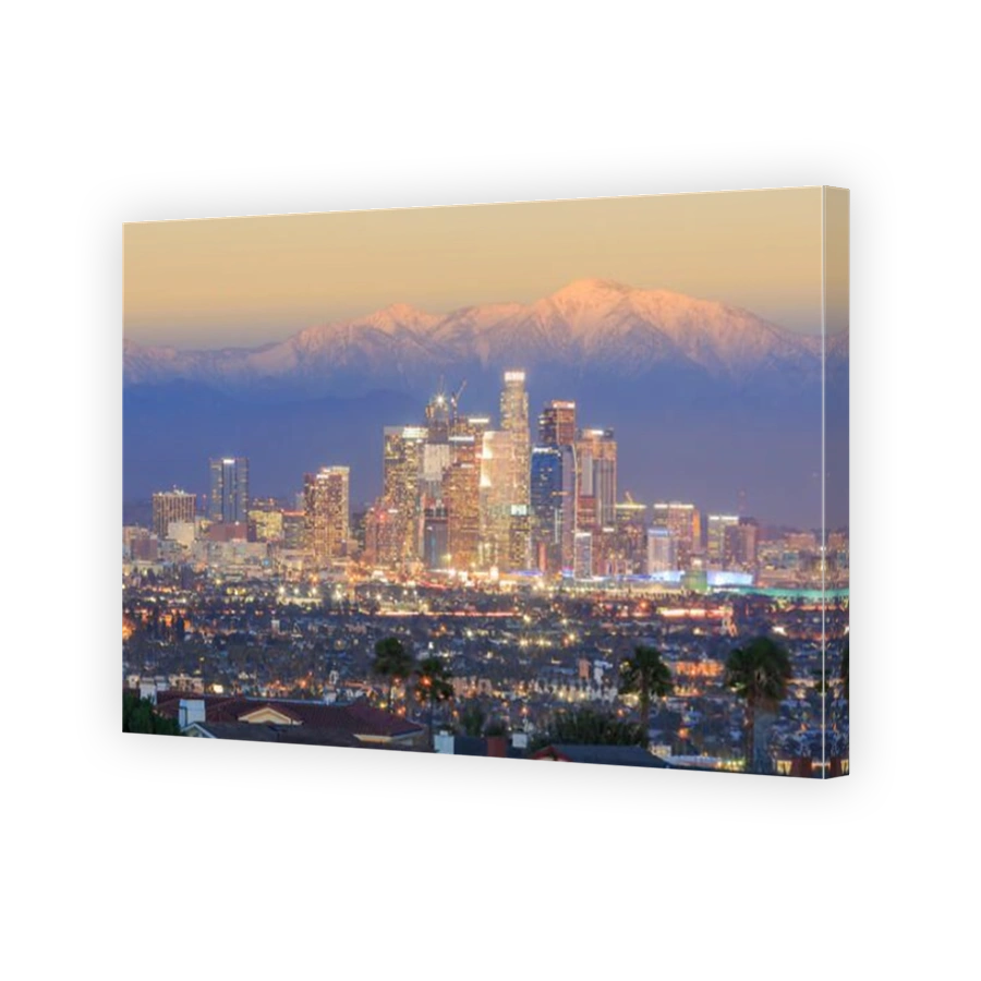 Special day to night view of Los Angeles Downtown at Kenneth State Park