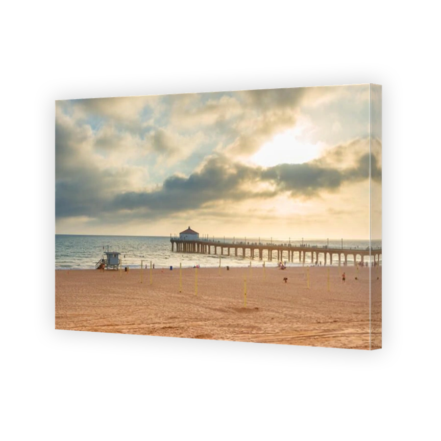 Manhattan beach and pier at sunset, Los Angeles, California.