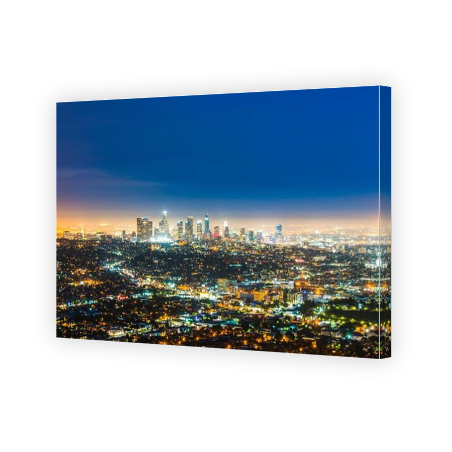scenic view of Los Angeles skyscrapers at sunset,California,usa.