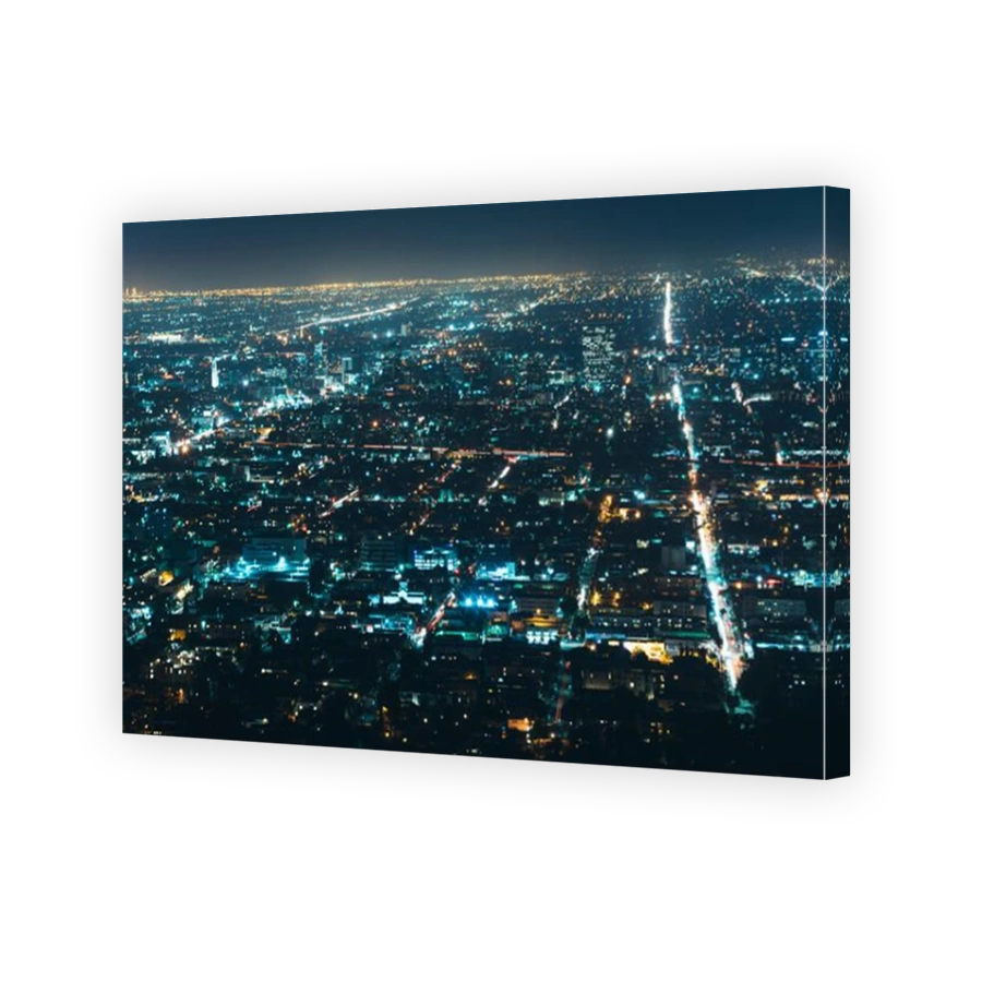 View of Los Angeles at night, from Griffith Observatory, in Griffith Park, Los Angeles, California.