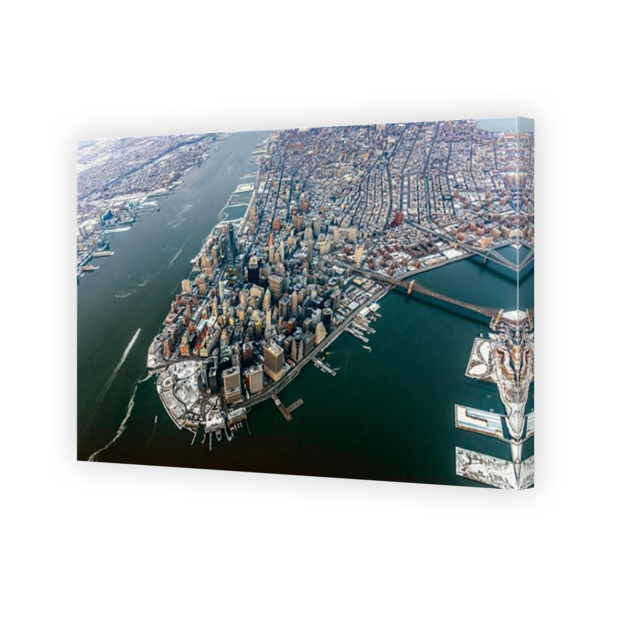 Aerial View of a Wintery New York Cityscape