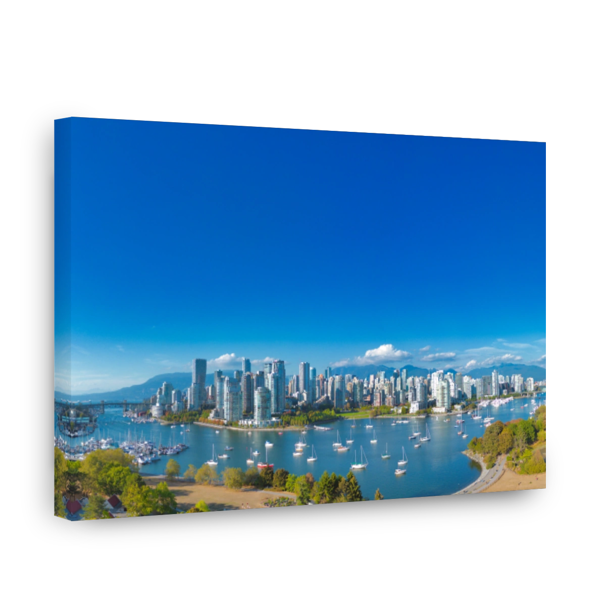 Beautiful shot of the Vancouver skyline on a sunny day in British Columbia, Canada