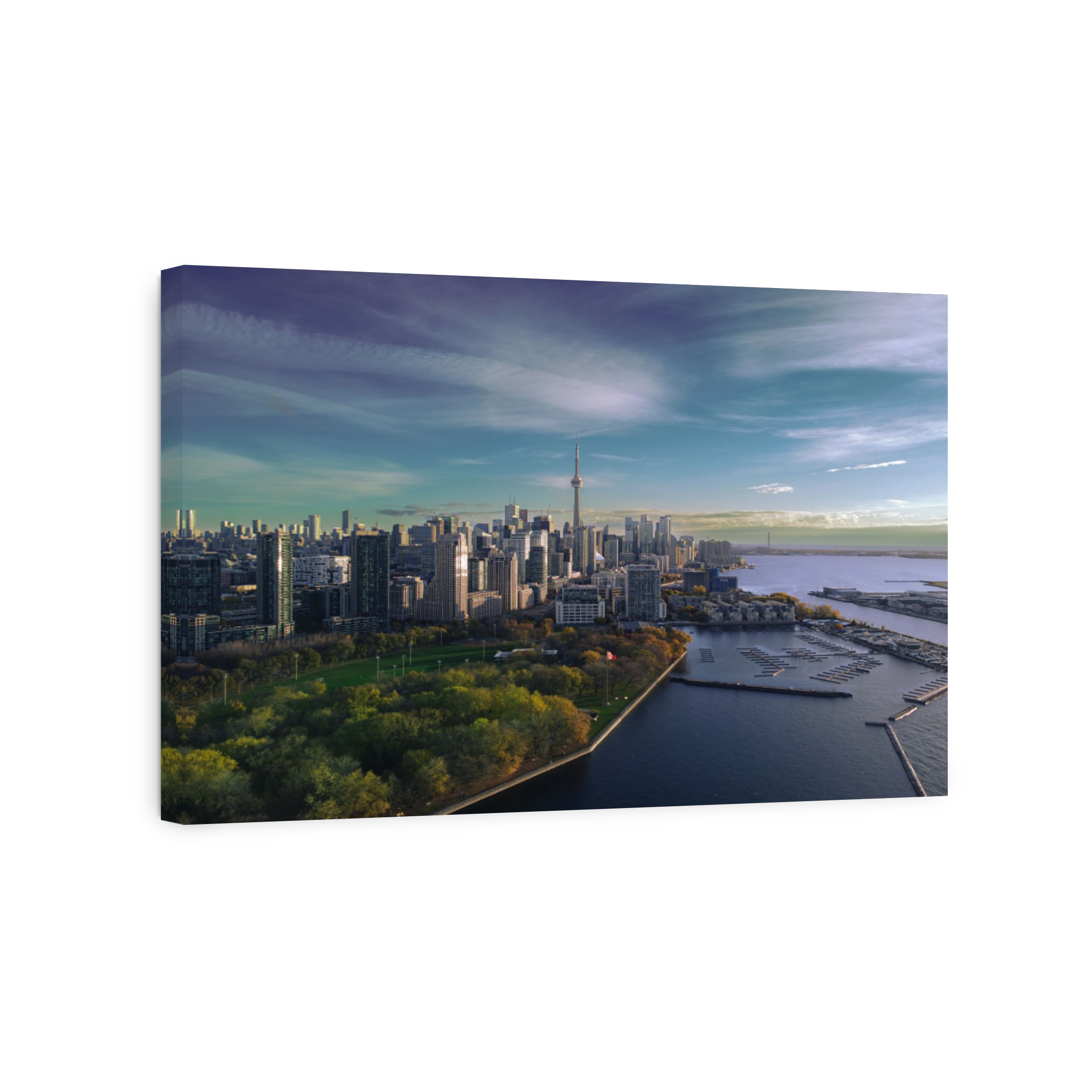 Aerial of Toronto city skyline, Ontario, Canada.